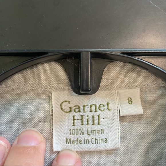 Garnet Hill 100% Linen Lace Inset Top Blouse Button Popover Top Size 8 - Picture 4 of 9